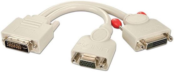 LINDY 41048 DVI-I Male to DVI-D Female + VGA Female Splitter Cable