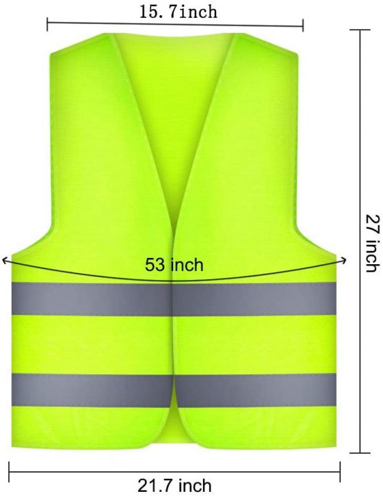 AMACOAM Hi Viz Waistcoat Hi Vis Vests Adults High Visibility Vest Safety Vests Washable 360 Degrees Reflective for Safety and Emergencies for Men Women Outdoor Works Cycling Motorbike Neon Green 5 Pcs - Image 4