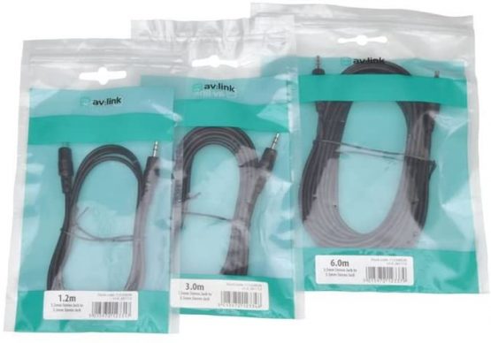 AV Link 3.5mm Stereo Jack to Jack Audio Cable 1.2m, Black