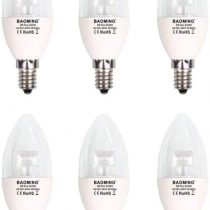 BAOMING Dimmable LED Candle Bulb 5W (40W Equal), E14 Small Screw Cap, 6000 Kelvin Cool White, CRI80, Clear, 220-240 Volt, Pack of 6