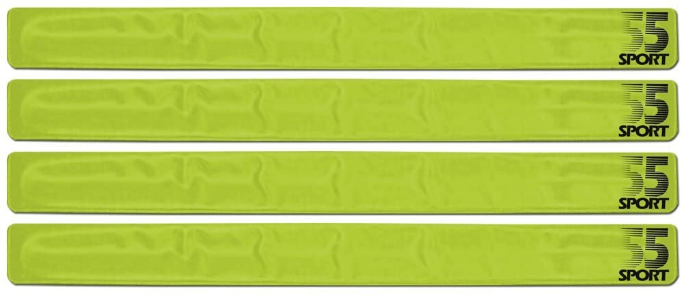 55 Sport® Reflective Hi Vis Ankle Wrist Slap Bands (4), Yellow X 4