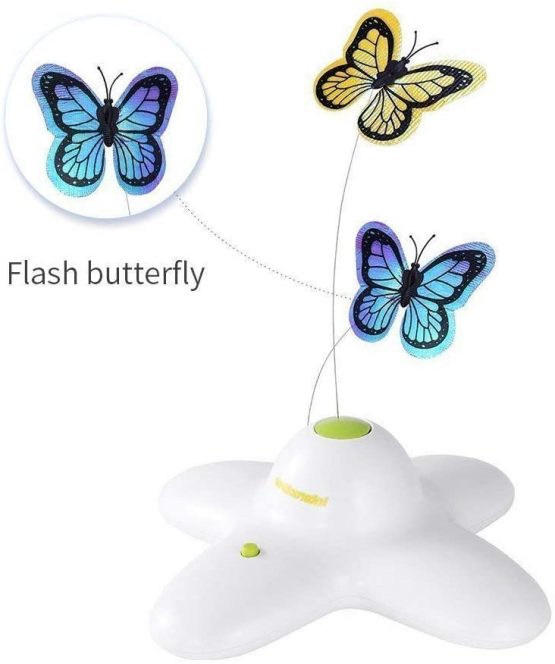 ALL FOR PAWS Interactive Flutter Bug Cat Butterfly Toy With Two Replacements Flashing Butterflies Toys - Image 2