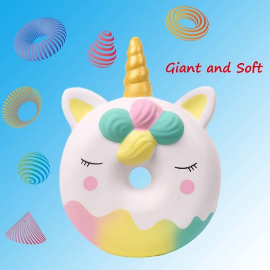 Anboor 13 Inches Squishies Jumbo Unicorn Donut Kawaii Soft Slow Rising Scented Giant Doughnut Squeeze Toys for Kids Adults (Colorful) - Image 4