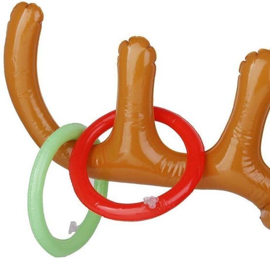 YAAVAAW 10pcs Christmas Party Toss Inflatable Reindeer Antler Hat with Rings (2 Inflatable Antler,8 Rings Toss),For Family Kids Office Xmas Holiday New Year Party Fun Games - Image 4