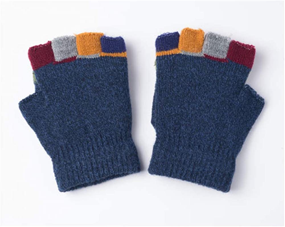 Autumn and Winter Baby Warm Gloves Child Knitted Mittens, 3-6 years old, Dark Blue - Image 2