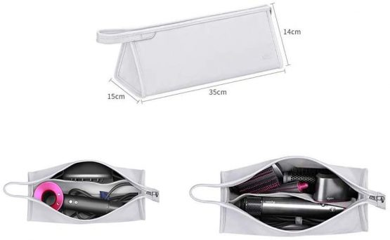 HENGSI Travel Case Bag Organiser for Dyson Airwrap Styler, Waterproof PU Leather (Silver) - Image 2