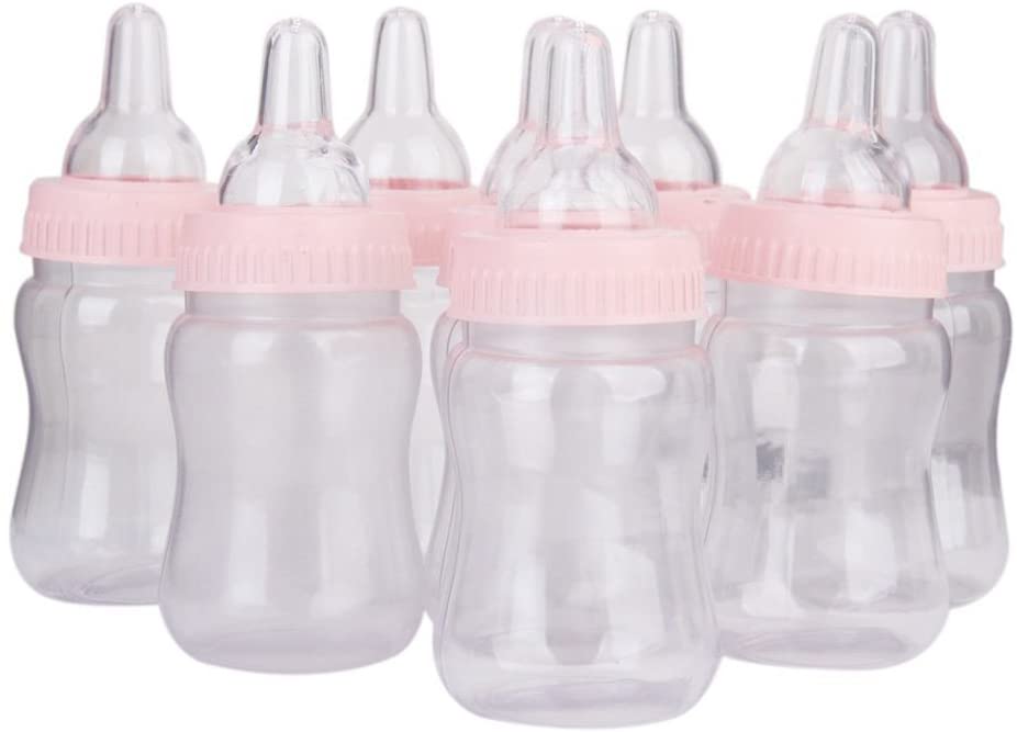 NUOLUX 12pcs Baby Bottle Favors Bottle Bank Gift Set for Showers Parties Birthday Decoration (Pink), 12 count (Pack of 1)