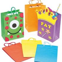 Baker Ross 6 Assorted Colour Gift Bags to Decorate and Personalise Party Kid's Craft Activities (Pack of 6)