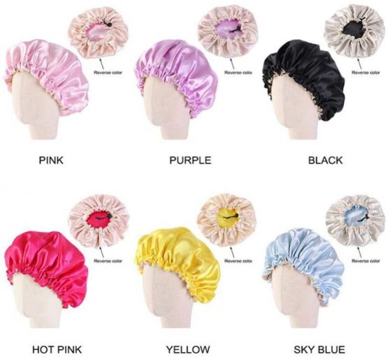 Minkissy Kids Satin Bonnet Double Layered Sleep Cap Adjustable Elastic Sleeping Hatsfor Baby Toddler 1pc Pink - Image 4