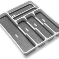 ADDIS 506988 6-Compartment Drawer Organiser, White Grey