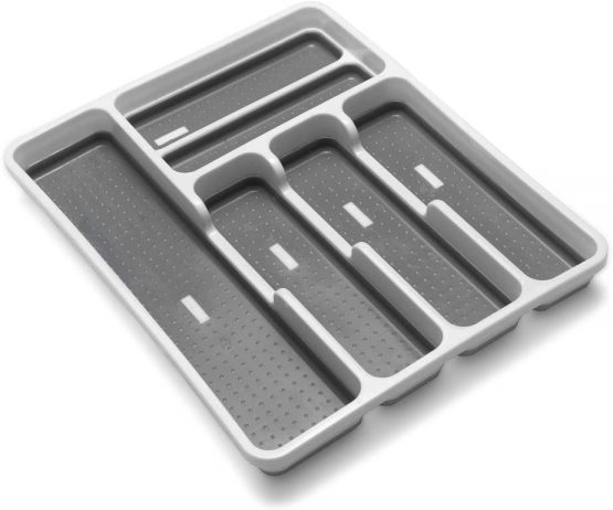 ADDIS 506988 6-Compartment Drawer Organiser, White Grey