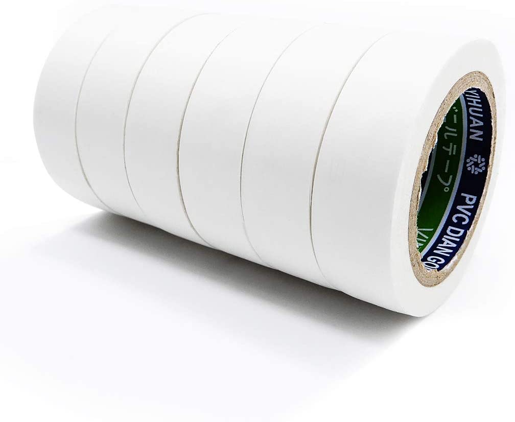 YTBUBOR 6 Pack White Electrical Insulation Tape Adhesive Gaffer Tape 17mm × 9m, 17mm x 9m