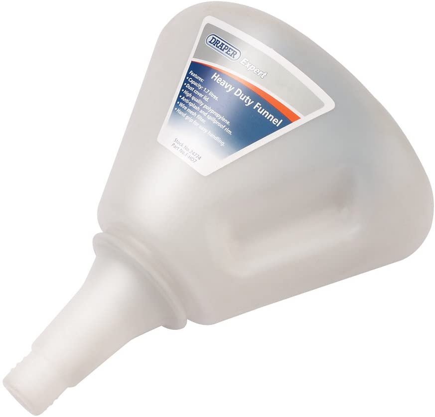 Draper 24774 Expert Heavy Duty Polypropylene Funnel, 175mm/1.7L, Blue, 175mm, 1.7L