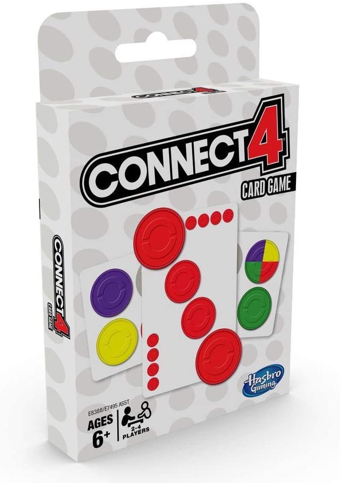 Hasbro Gaming Connect 4 Card Game for Kids Ages 6 and Up, 2-4 Players 4-In-A-Row Game, Multicolor, 92.075mm x 19.05mm x 142.875mm