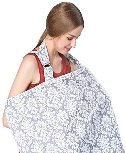 Breastfeeding Cover, Breathable Cotton Nursing Cover Scarf Breastfeeding Apron Shawl for Baby Car Seat Cover Baby Swaddle Blanket