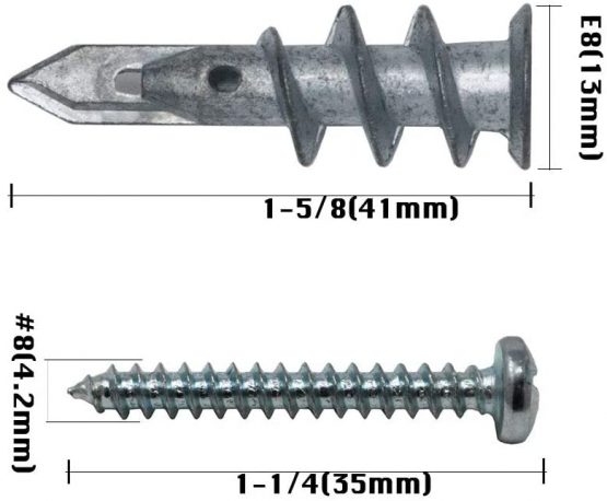 T.Kllent Self Drilling Drywall Anchors with Screws Kit,100 Pieces - Image 3