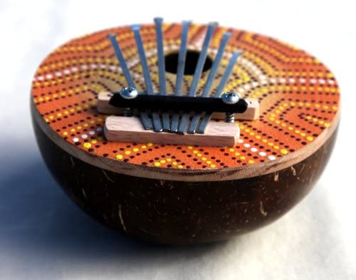 Coconut painted thumb Piano (Mbira or Kalimba), brown, Medium - Image 2