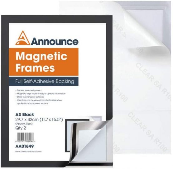 ANNOUNCE AA01849 A3 Magnetic Frames - Black (Pack of 2)