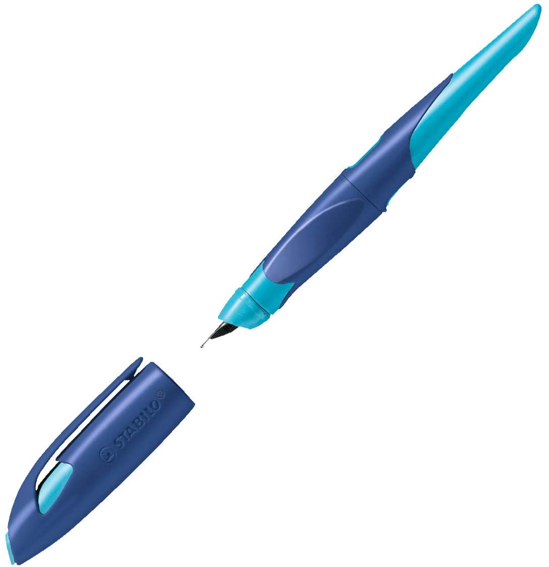 STABILO Ergonomic School Fountain Pen EASYbirdy - A Nib - Right Handed - Midnight Blue/Azure - Image 2