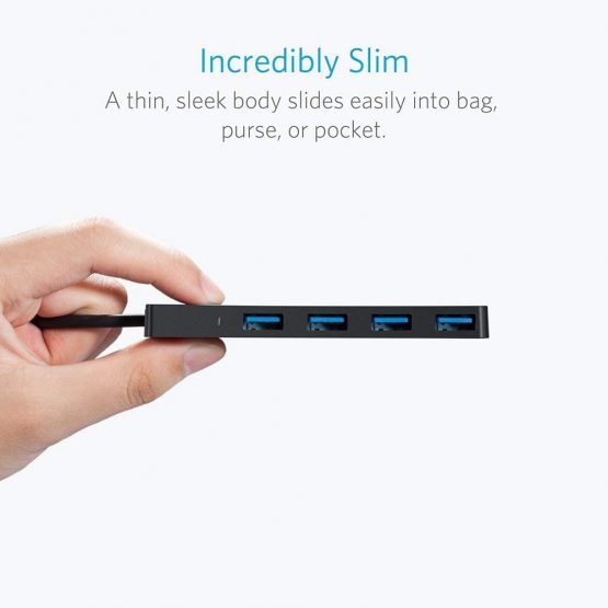 Anker 4-Port USB 3.0 Ultra Slim Data Hub for Macbook, Mac Pro/mini, iMac, Surface Pro, XPS, Notebook PC, USB Flash Drives, Mobile HDD, and More - Image 3