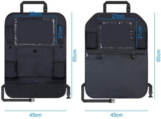 URAQT Car Organiser, 2 pack Car Back Seat Organizer Storage Bag, Waterproof Seat Back Protector Kick Mats for Kids Baby, Tablet Holder Car Storage Organizer with Multi Pockets - Image 2