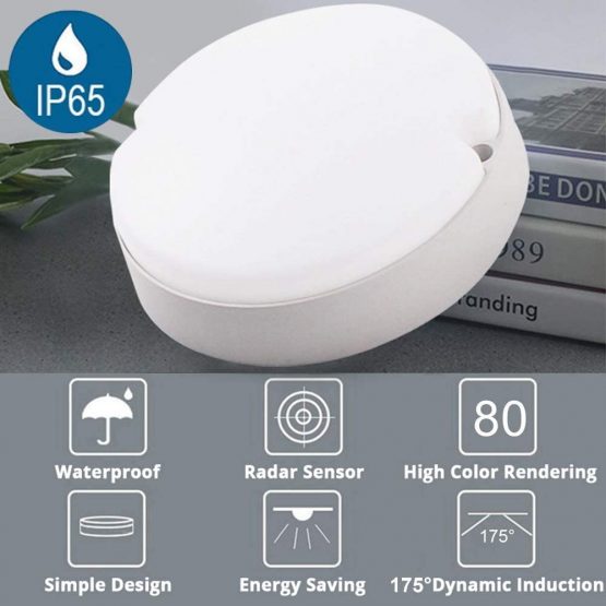 VIPMOON LED Bathroom Ceiling Lights 9W, LED Fitting Indoor Light IP65 Waterproof 6500K Natural White 60W Equivalent Round 14cm,Flush Ceiling Light for Bathroom Kitchen Bedroom Hallway Corridor Balcony - Image 2