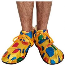 OVERSIZED CLOWN SHOES COVER CIRCUS YELLOW POLKA DOTS FANCY DRESS ACCESSORY, Multi-colored