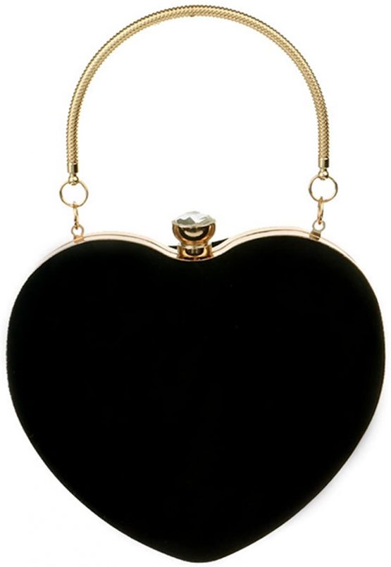 LA HUATE Women Heart Shape Clutch Purse Evening Party Handbag Wedding Bride Crossbody Bag - Image 2
