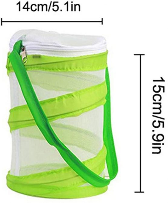 Yeelan Butterfly Habitat Collapsible Bug Catcher Net Mesh Insects Plant Cage Terrarium Pop-up for Kids/Child/Toddler Catching Crickets/Firefly/Ladybird/Fish (Cylindrical small mini,14x15cm) - Image 4