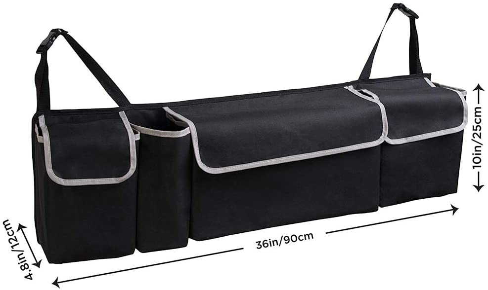 HONCENMAX 2 in 1 Car Backseat Trunk Organizer, 4 Pocket Children Toys Hanging Bag, Long Storage Bag - Image 3