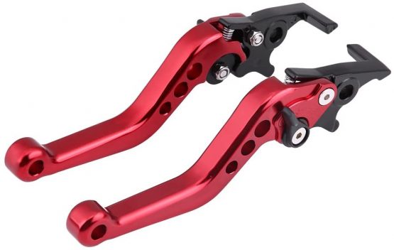 Motorcycle Brake Lever, 1 Pair Aluminum Alloy Motorbike Brake and Clutch Lever Pit Bike Brake Lever Snapback Levers Motorbike Brake Handle Levers Double Disc (red)