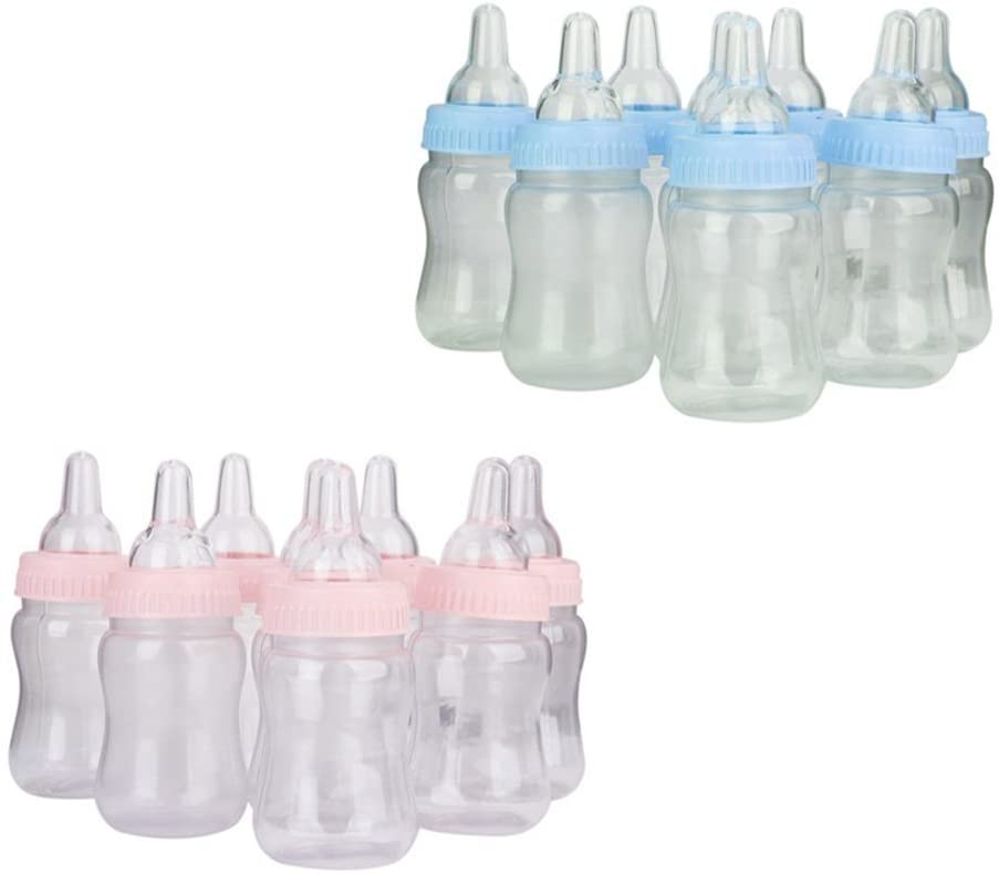 NUOLUX 12pcs Baby Bottle Favors Bottle Bank Gift Set for Showers Parties Birthday Decoration (Pink), 12 count (Pack of 1) - Image 4