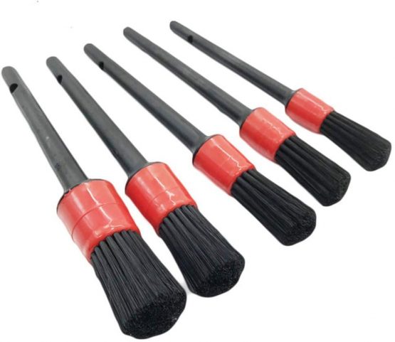 KJLM Auto Car Detailing Brush Set(Set of 5) - Automotive Detail Cleaning Brushes Set For Cleaning Wheels/Engine/Interior/Emblems/Interior/Exterior/Air Vents (5 Pack)