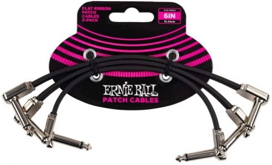 Ernie Ball 6 inch Flat Ribbon Patch Cable 3-Pack