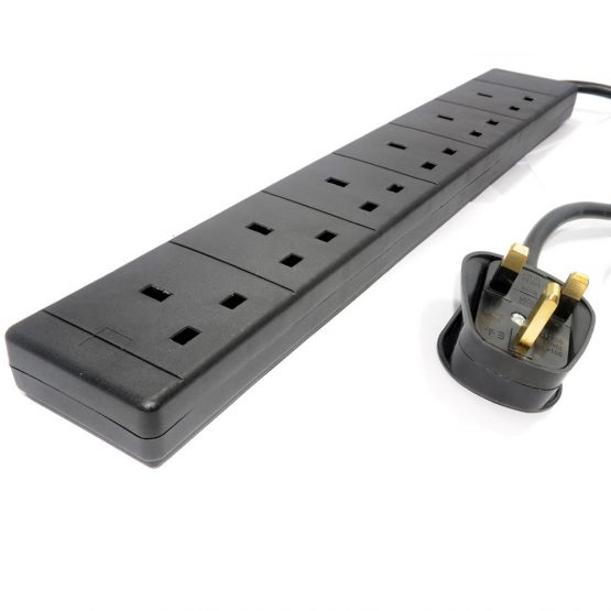 Pro Elec 6 JP-2BI9-EZEL Gang Extension Lead with 5m Cable - Black