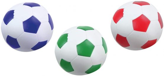 Lena 62163 Football Set of 3 White with Blue, Green or Red 3 10 cm Indoor and Outdoor Use Soft Sports Balls for Children from 12m
