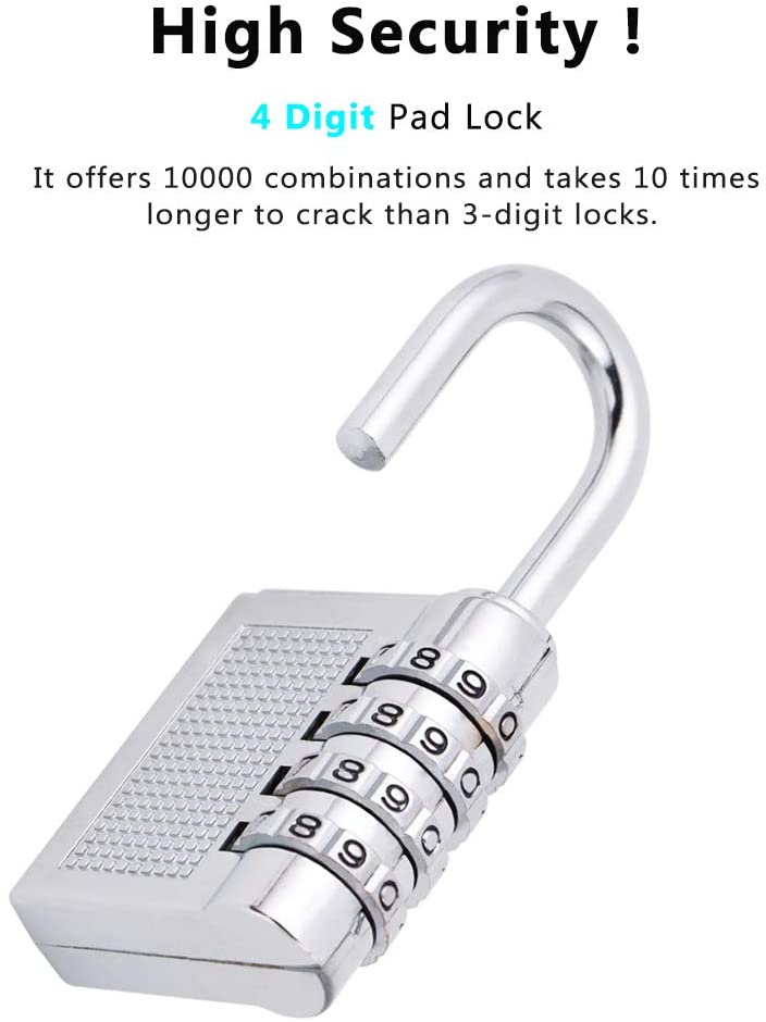 ZHEGE Combination Padlock for Locker 4 Digit Combination Lock for Gym School, Employee Lockers - Image 2