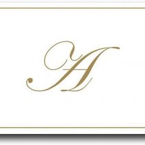 Caspari 83632.A Boxed Notes Embossed A Initial Blank Notecard - Gold