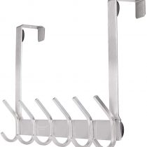 YUMORE Over The Door Hook Hanger,Stainless Steel Heavy Duty Door Hangers 12 Hooks Coat Hanging Storage Rack Space Saving Clothes Hat Bag Towel Robe Organizer for Tidy Bedroom Bathroom - Brush Finish