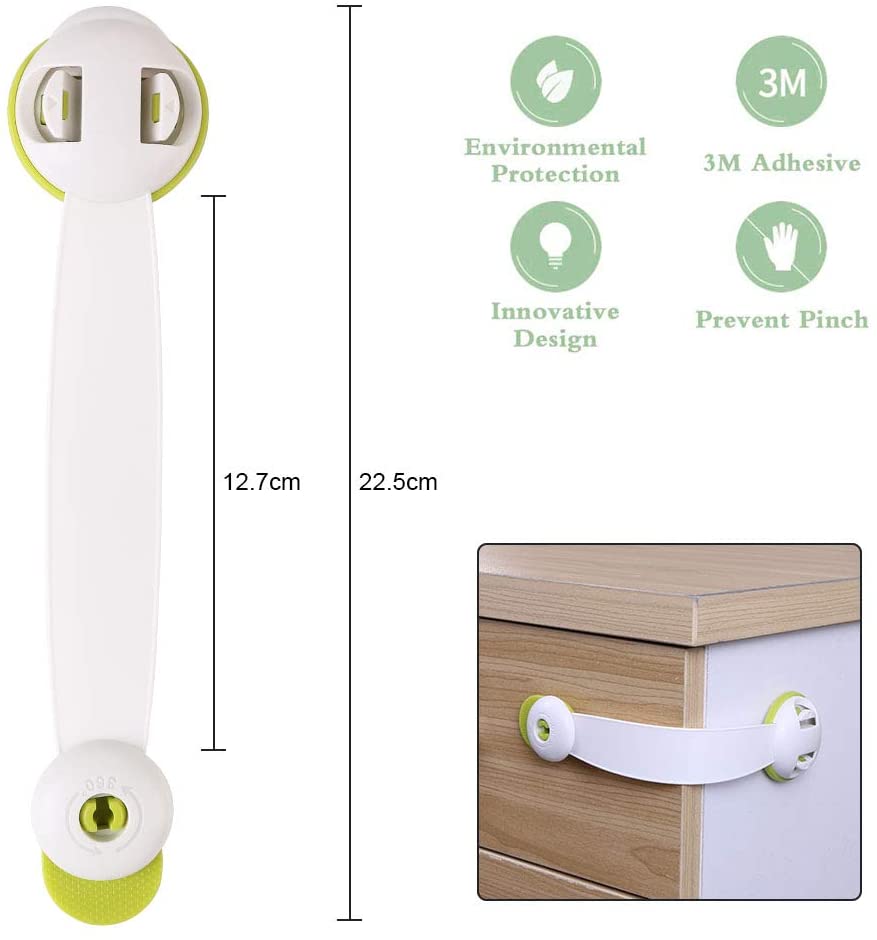 Vicloon Child Safety Cupboard Locks, 6 Pcs Baby Proof Locks No Screws with 3M Adhesive Stick On Cabinets - Image 3