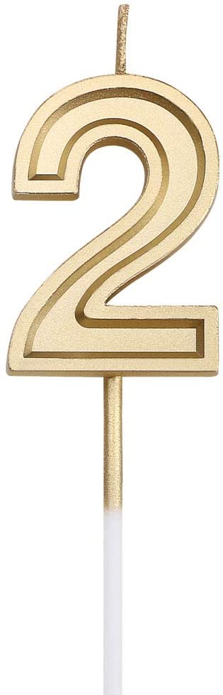 URAQT Number Candles 0, Birthday Cake Candles, Gold Glitter Birthday Number Candle - Image 3