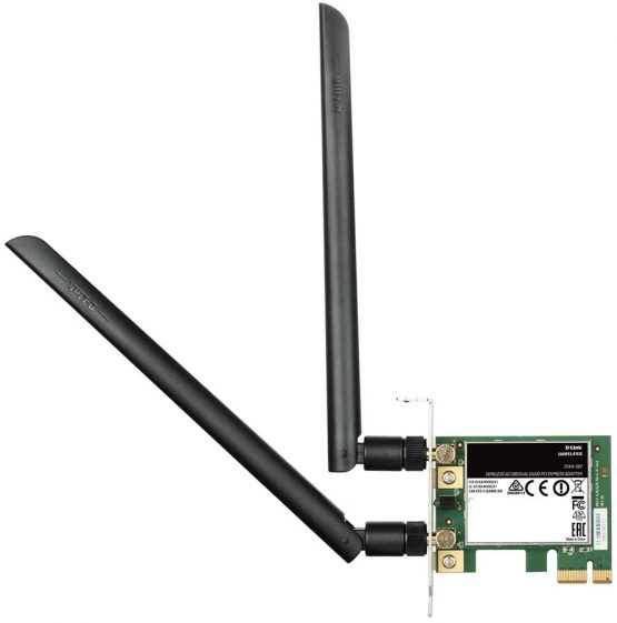 D-Link DWA-582 High-Gain Wi-Fi AC1200 PCIe Wireless Adapter with 2 External Antennas, Black