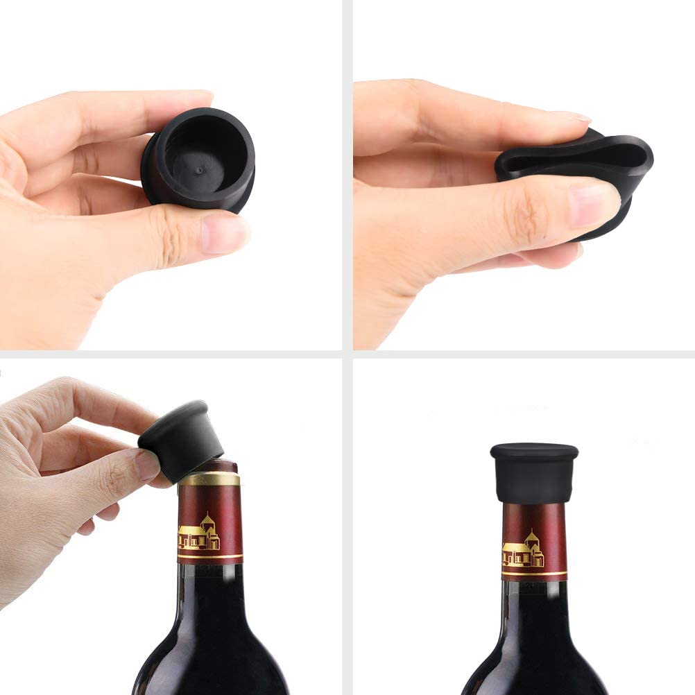 Vicloon Bottle Stopper, 6Pcs Wine Bottle Caps Reusable Silicone Stopper Cap - Image 3