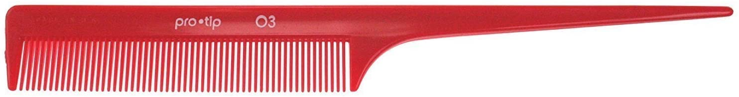Pro Tip Hairdressing Rat Tail Comb PTC03 202mm - RED - Image 2