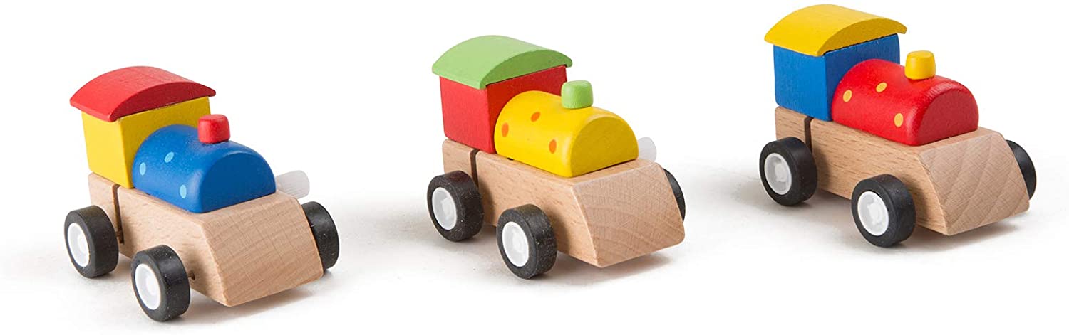 Small Foot Wooden wind-up locomotive, FSC® 100%-certified, a great gift for young train fans aged 3 years and up - Image 2