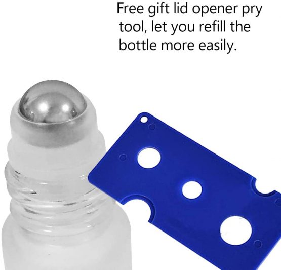 10Pcs, 10ml Essential Oil Roller Bottles - JamHooDirect Transparent Glass Roll on Bottles with Stainless Steel Roller Balls Perfect for Fragrance, Aromatherapy (Included 1 Bottle Opener & 1 Dropper) - Image 3