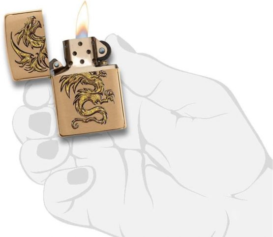 Zippo Unisex's DRAGON DESIGN Windproof Lighter, Gold Brass, regular - Image 4