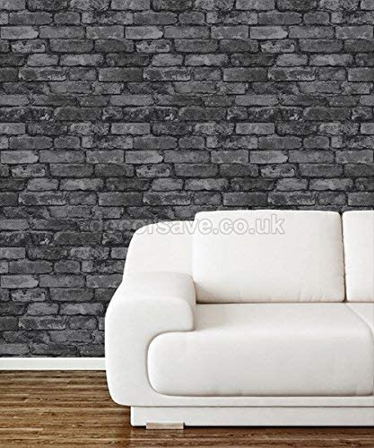 Fine Decor FD31284 Rustic Brick Wallpaper, Silver/Black, Black,silver, 2.4 x 20.3 cm - Image 3