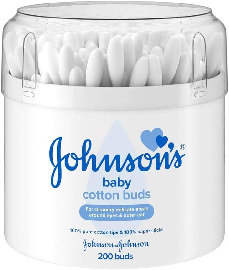 Johnson's Baby Pure Cotton Buds 200 - Pack of 6, White, 200 Count (Pack of 6)