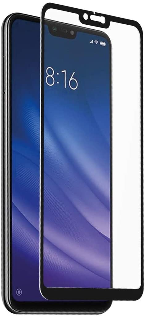 MUVIT MUTPG0450 Tempered Glass Screen Protector 0.3mm for Mi 8 Lite Black Frame, Multi-Coloured